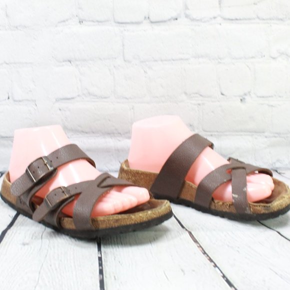 Birkis By Birkenstock Nepal Criss-Cross Double Buckle Strap Sandals M 5 L 7 - Picture 3 of 9